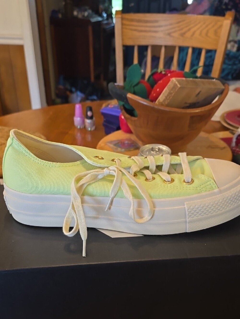 Converse Low-Top Canvas Sneaker in Pale Green with White Sole - Picture 2 of 7